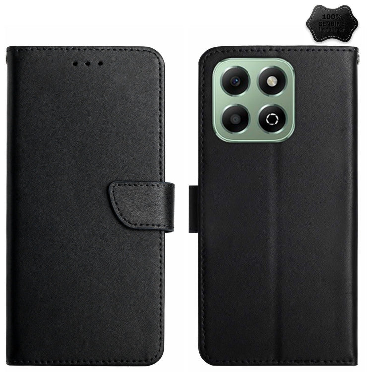 For Honor X6b HT02 Genuine Leather Fingerprint-proof Flip Phone Case(Black) - Honor Cases by PMC TechLife | Online Shopping South Africa | PMC TechLife | Buy Now Pay Later Mobicred