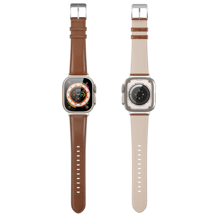 For Apple Watch SE 2023 44mm DUX DUCIS YS Series Genuine Leather Watch Band(Brown) - Watch Bands by DUX DUCIS | Online Shopping South Africa | PMC Jewellery | Buy Now Pay Later Mobicred