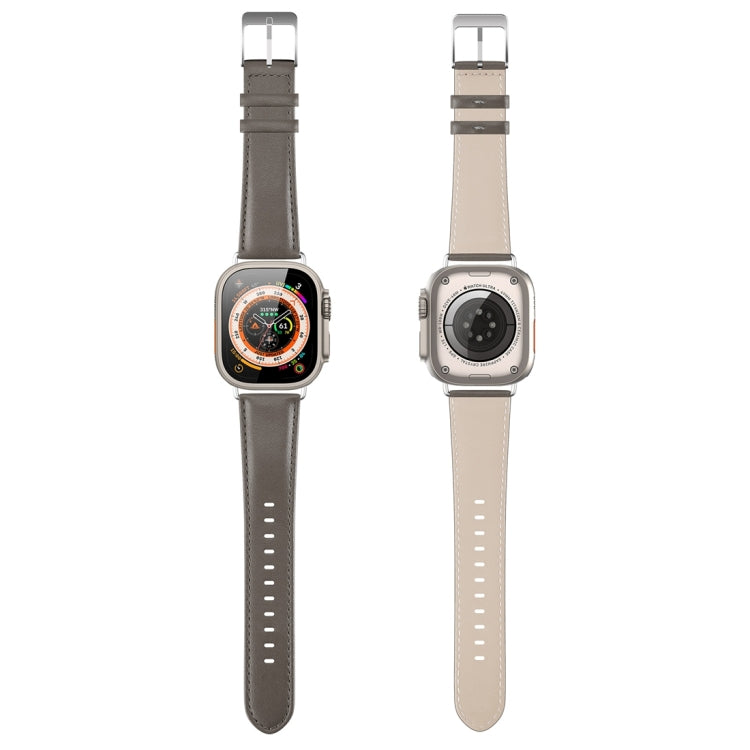 For Apple Watch Ultra 2 49mm DUX DUCIS YS Series Genuine Leather Watch Band(Grey) - Watch Bands by DUX DUCIS | Online Shopping South Africa | PMC Jewellery | Buy Now Pay Later Mobicred