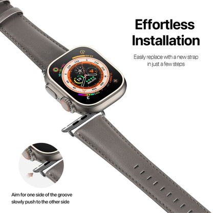 For Apple Watch 8 45mm  DUX DUCIS YS Series Genuine Leather Watch Band(Grey) - Watch Bands by DUX DUCIS | Online Shopping South Africa | PMC Jewellery | Buy Now Pay Later Mobicred