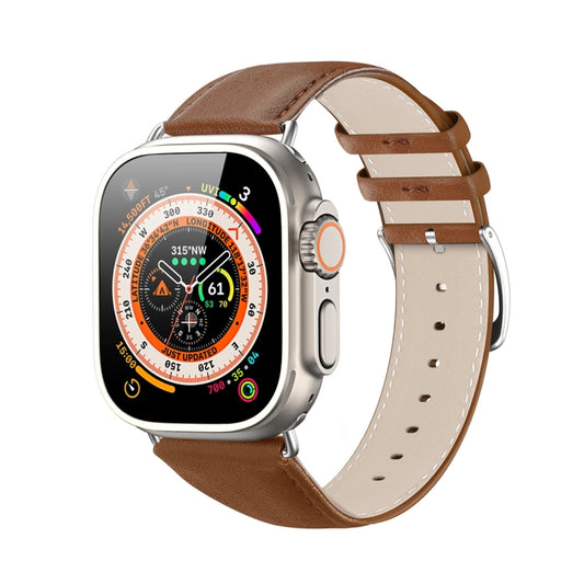 For Apple Watch SE 44mm DUX DUCIS YS Series Genuine Leather Watch Band(Brown) - Watch Bands by DUX DUCIS | Online Shopping South Africa | PMC Jewellery | Buy Now Pay Later Mobicred