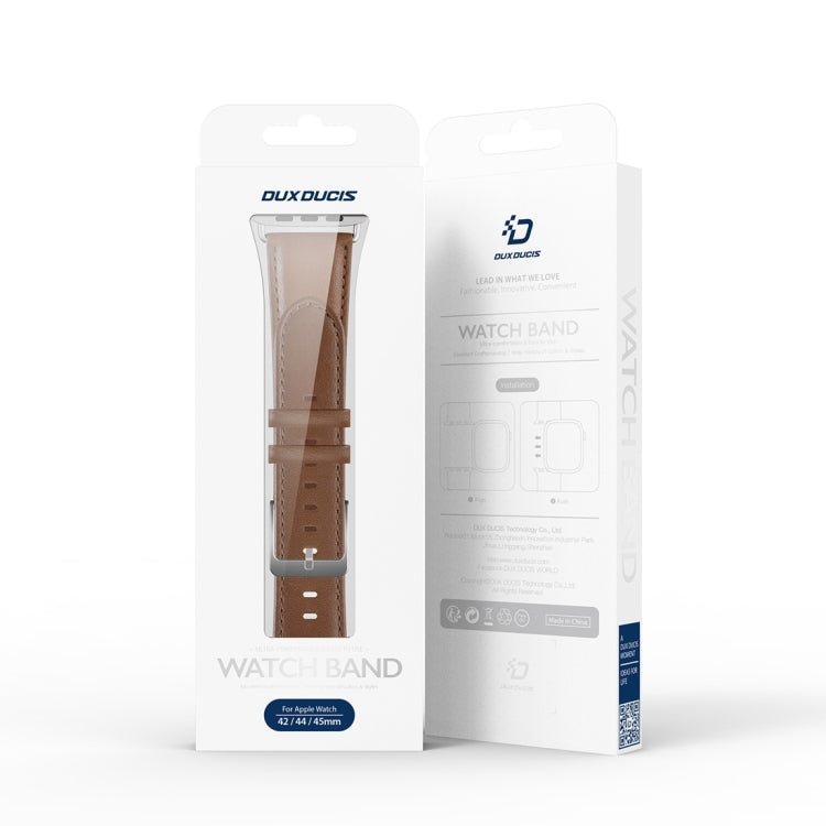 For Apple Watch 6 44mm DUX DUCIS YS Series Genuine Leather Watch Band(Brown) - Watch Bands by DUX DUCIS | Online Shopping South Africa | PMC Jewellery | Buy Now Pay Later Mobicred