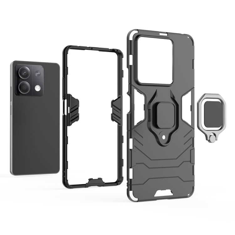 For Xiaomi Redmi Note 13 Shockproof PC + TPU Holder Phone Case(Black) - Xiaomi Cases by PMC Jewellery | Online Shopping South Africa | PMC Jewellery | Buy Now Pay Later Mobicred