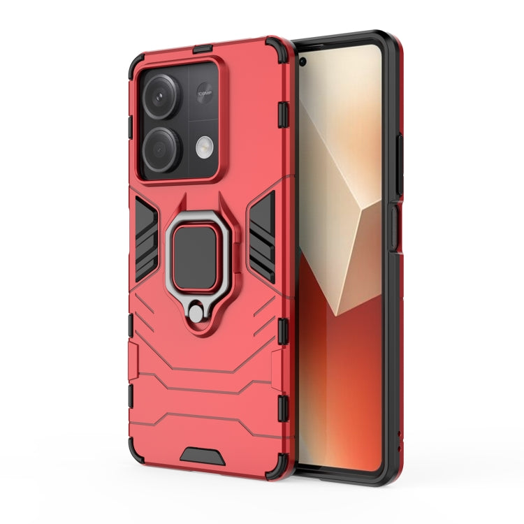 For Xiaomi Redmi Note 13 Shockproof PC + TPU Holder Phone Case(Red) - Xiaomi Cases by PMC Jewellery | Online Shopping South Africa | PMC Jewellery | Buy Now Pay Later Mobicred