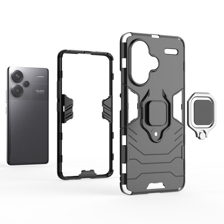 For Xiaomi Redmi Note 13 Pro+ Shockproof PC + TPU Holder Phone Case(Black) - Xiaomi Cases by PMC Jewellery | Online Shopping South Africa | PMC Jewellery | Buy Now Pay Later Mobicred