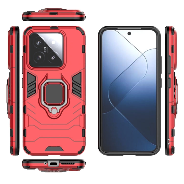 For Xiaomi 14 Shockproof PC + TPU Holder Phone Case(Red) - 14 Cases by PMC Jewellery | Online Shopping South Africa | PMC Jewellery | Buy Now Pay Later Mobicred