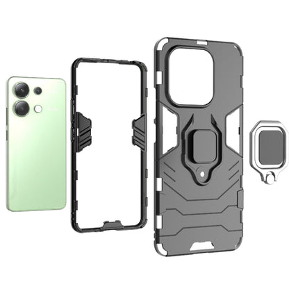 For Xiaomi Redmi Note 13 4G Shockproof PC + TPU Holder Phone Case(Black) - Note 13 Cases by PMC Jewellery | Online Shopping South Africa | PMC Jewellery | Buy Now Pay Later Mobicred