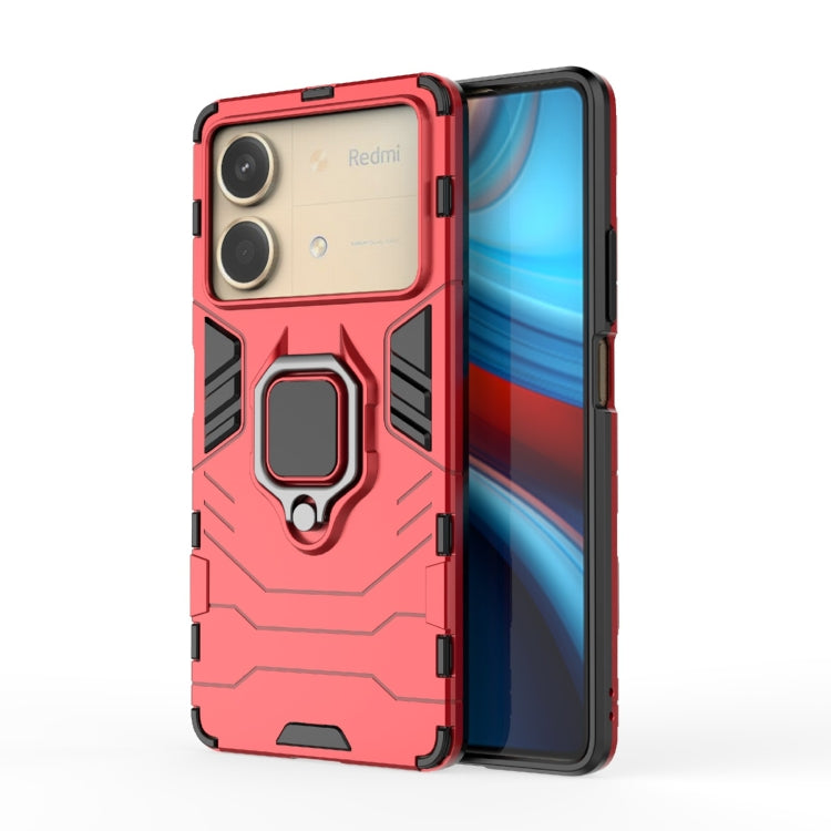 For Xiaomi Redmi Note 13R Pro 5G Shockproof PC + TPU Holder Phone Case(Red) - Xiaomi Cases by PMC Jewellery | Online Shopping South Africa | PMC Jewellery | Buy Now Pay Later Mobicred