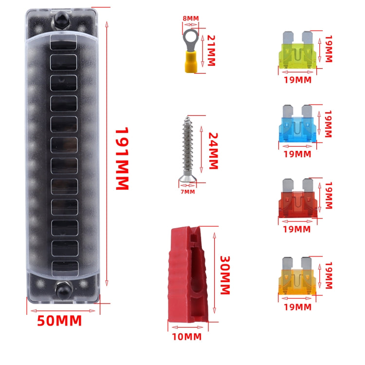 CP-4042 Vertical 12 Way Fuse Block with 12pcs Fuses and 12pcs Rerminals - Fuse by PMC Jewellery | Online Shopping South Africa | PMC Jewellery | Buy Now Pay Later Mobicred