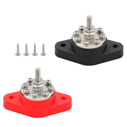 CP-4099 5/16 inch M8 RV Yacht 8-way Terminal Stud with 2pcs M5x20 Screws(Black + Red) - Booster Cable & Clip by PMC Jewellery | Online Shopping South Africa | PMC Jewellery | Buy Now Pay Later Mobicred