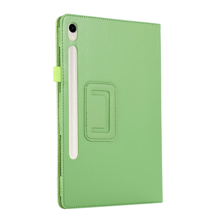 For Samsung Galaxy Tab S9 Litchi Texture Leather Tablet Case with Holder(Green) - Other Galaxy Tab PC by PMC Jewellery | Online Shopping South Africa | PMC Jewellery | Buy Now Pay Later Mobicred