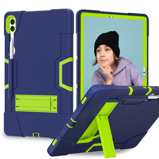 For Samsung Galaxy Tab S9+ Contrast Color Silicone PC Tablet Case with Holder(Navy Blue + Green) - Galaxy Tab S9+ Cases by PMC Jewellery | Online Shopping South Africa | PMC Jewellery | Buy Now Pay Later Mobicred