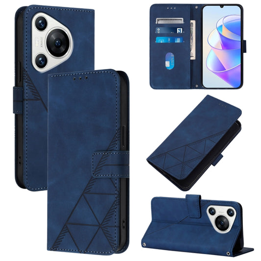 For Huawei Pura 70 Crossbody 3D Embossed Flip Leather Phone Case(Blue) - Huawei Cases by PMC Jewellery | Online Shopping South Africa | PMC Jewellery | Buy Now Pay Later Mobicred