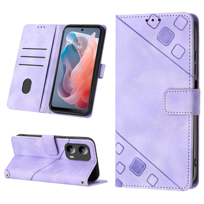 For Motorola Moto G Play 5G 2024 Skin Feel Embossed Leather Phone Case(Light Purple) - Motorola Cases by PMC Jewellery | Online Shopping South Africa | PMC Jewellery | Buy Now Pay Later Mobicred