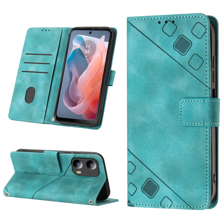 For Motorola Moto G Play 5G 2024 Skin Feel Embossed Leather Phone Case(Green) - Motorola Cases by PMC Jewellery | Online Shopping South Africa | PMC Jewellery | Buy Now Pay Later Mobicred