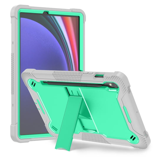 For Samsung Galaxy Tab S9 Shockproof Silicone Hybrid PC Tablet Case with Holder(Mint Green + Grey) - Galaxy Tab S9 Cases by PMC Jewellery | Online Shopping South Africa | PMC Jewellery | Buy Now Pay Later Mobicred