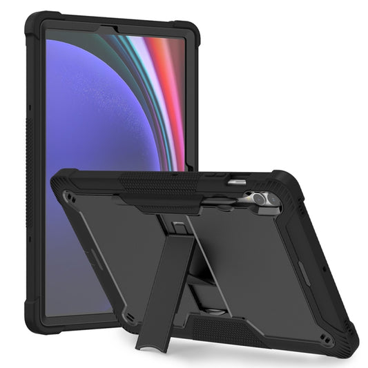 For Samsung Galaxy Tab S9+ Shockproof Silicone Hybrid PC Tablet Case with Holder(Black) - Galaxy Tab S9+ Cases by PMC Jewellery | Online Shopping South Africa | PMC Jewellery | Buy Now Pay Later Mobicred