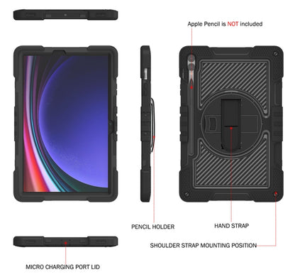 For Samsung Galaxy Tab S9+ 360 Degree Rotation PC Contrast Silicone Tablet Case(Black) - Galaxy Tab S9+ Cases by PMC Jewellery | Online Shopping South Africa | PMC Jewellery | Buy Now Pay Later Mobicred