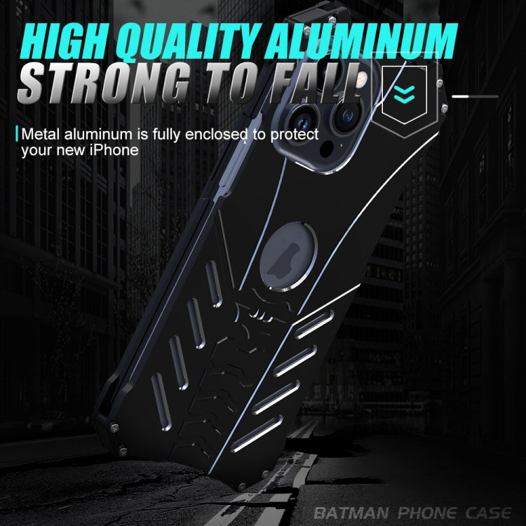 For iPhone 15 Pro Max R-JUST Batman Hollow Metal Phone Protective Case(Black) - iPhone 15 Pro Max Cases by R-JUST | Online Shopping South Africa | PMC TechLife | Buy Now Pay Later Mobicred