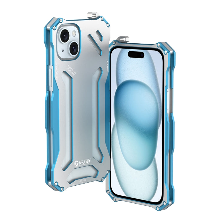 For iPhone 15 R-JUST RJ17 Shockproof Armor Metal Phone Case(Blue) - free shipping - PMC TechLife - Order now!