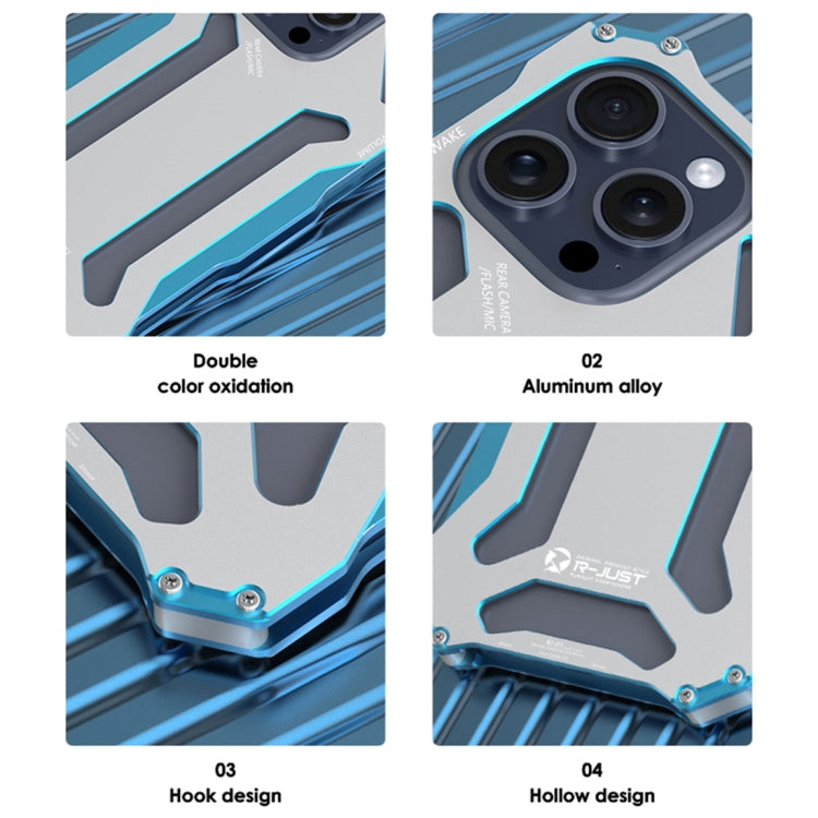 For iPhone 15 Plus R-JUST RJ17 Shockproof Armor Metal Phone Case(Blue) - free shipping - PMC TechLife - Order now!