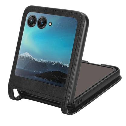 For Motorola Razr 40 Ultra Retro Texture Leather Phone Case(Black) - Motorola Cases by PMC Jewellery | Online Shopping South Africa | PMC Jewellery | Buy Now Pay Later Mobicred