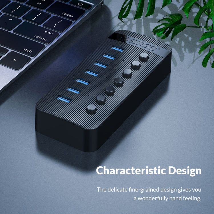 ORICO CT2U3-16AB Plastic Stripes 16 Ports USB 3.0 HUB with Individual Switches, Plug:EU Plug(White) - USB 3.0 HUB by ORICO | Online Shopping South Africa | PMC Jewellery | Buy Now Pay Later Mobicred