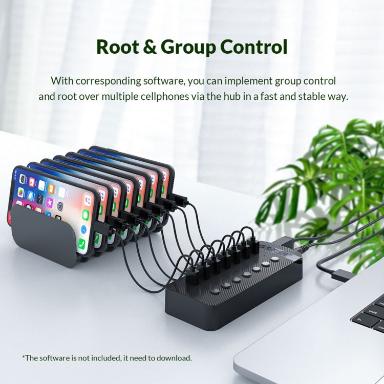 ORICO CT2U3-16AB Plastic Stripes 16 Ports USB 3.0 HUB with Individual Switches, Plug:UK Plug(Black) - USB 3.0 HUB by ORICO | Online Shopping South Africa | PMC Jewellery | Buy Now Pay Later Mobicred