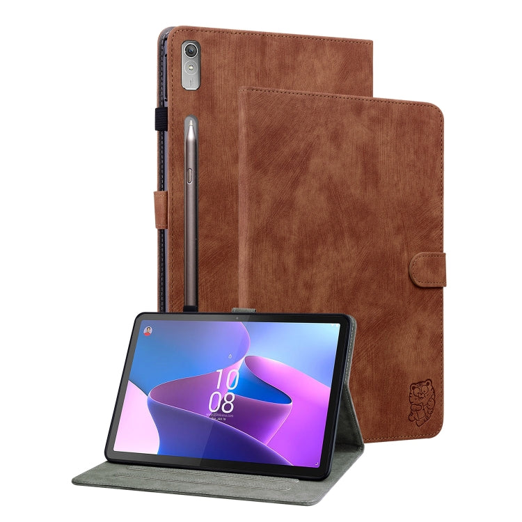 For Lenovo Tab P12 Tiger Pattern Flip Leather Tablet Case(Brown) - Lenovo by PMC TechLife | Online Shopping South Africa | PMC TechLife | Buy Now Pay Later Mobicred
