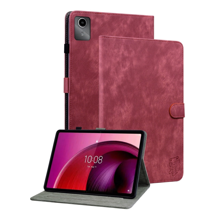 For Lenovo Tab M11/Xiaoxin Pad 11 2024 Tiger Pattern Flip Leather Tablet Case(Red) - Lenovo by PMC Jewellery | Online Shopping South Africa | PMC Jewellery | Buy Now Pay Later Mobicred