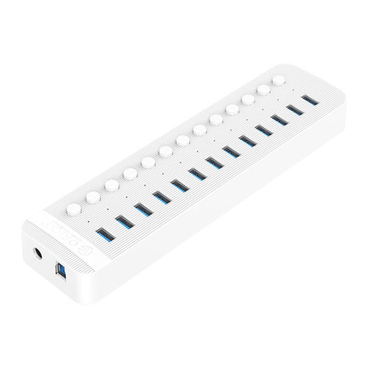 ORICO CT2U3-13AB Plastic Stripes 13 Ports USB 3.0 HUB with Individual Switches, Plug:UK Plug(White) - USB 3.0 HUB by ORICO | Online Shopping South Africa | PMC Jewellery | Buy Now Pay Later Mobicred