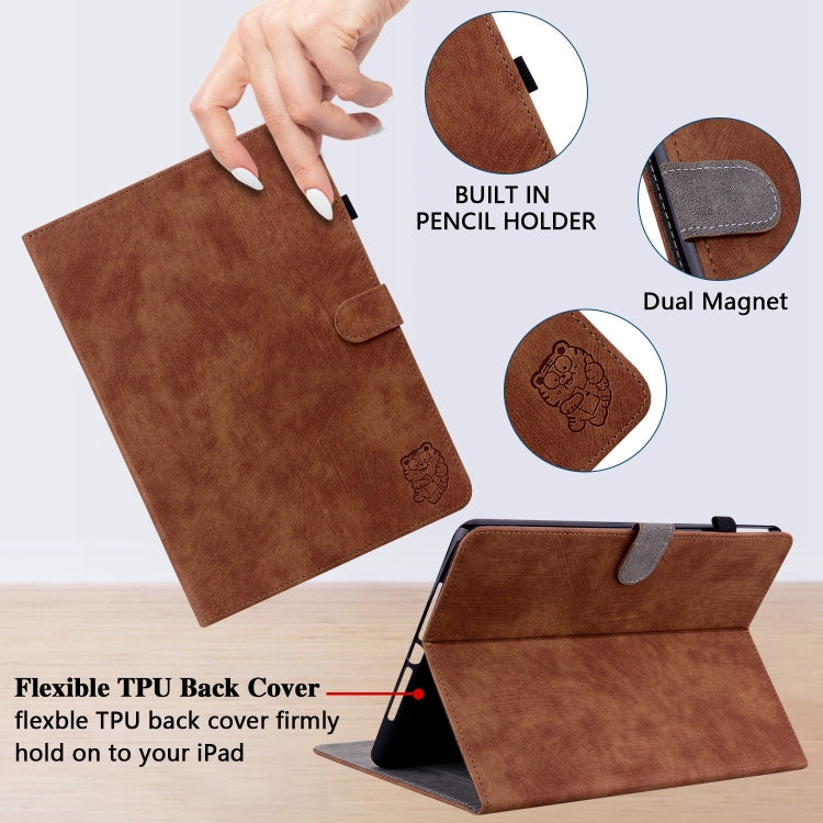 For Honor Pad 9 12.1 Embossed Tiger Pattern Leather Tablet Case(Brown) - Honor by PMC TechLife | Online Shopping South Africa | PMC TechLife | Buy Now Pay Later Mobicred