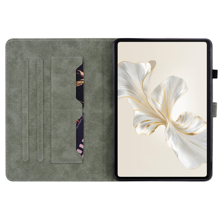 For Honor Pad 9 12.1 Embossed Tiger Pattern Leather Tablet Case(Dark Green) - Honor by PMC TechLife | Online Shopping South Africa | PMC TechLife | Buy Now Pay Later Mobicred