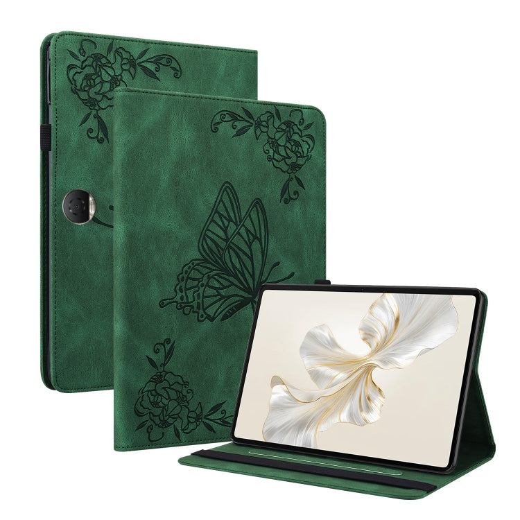 For Honor Pad 9 12.1 Butterfly Flower Embossed Leather Tablet Case(Green) - Honor by PMC Jewellery | Online Shopping South Africa | PMC Jewellery | Buy Now Pay Later Mobicred