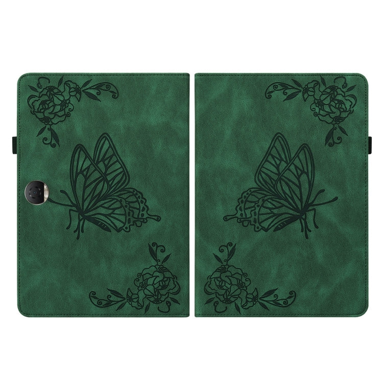 For Honor Pad 9 12.1 Butterfly Flower Embossed Leather Tablet Case(Green) - Honor by PMC Jewellery | Online Shopping South Africa | PMC Jewellery | Buy Now Pay Later Mobicred