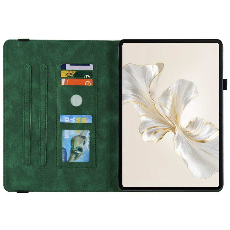 For Honor Pad 9 12.1 Butterfly Flower Embossed Leather Tablet Case(Green) - Honor by PMC Jewellery | Online Shopping South Africa | PMC Jewellery | Buy Now Pay Later Mobicred