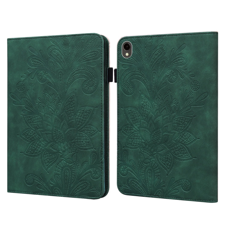 For Samsung Galaxy Tab S9 Lace Flower Embossing Pattern PU Tablet Case(Green) - Galaxy Tab S9 Cases by PMC Jewellery | Online Shopping South Africa | PMC Jewellery | Buy Now Pay Later Mobicred