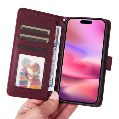 For iPhone 16 BETOPNICE BN-005 2 in 1 Detachable Imitate Genuine Leather Phone Case(Wine Red) - iPhone 16 Cases by BETOPNICE | Online Shopping South Africa | PMC Jewellery | Buy Now Pay Later Mobicred