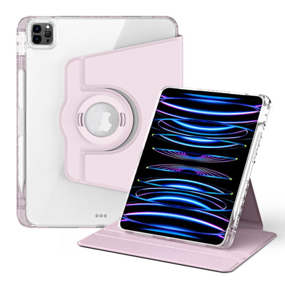 For iPad Air 13 2024 / Pro 12.9 2022 360 Rotation Detachable Clear Acrylic Leather Tablet Case(Pink) - iPad Pro 12.9 (2022/2021) Cases by PMC Jewellery | Online Shopping South Africa | PMC Jewellery | Buy Now Pay Later Mobicred