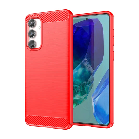 For Samsung Galaxy M55 Brushed Texture Carbon Fiber TPU Phone Case(Red) - Galaxy Phone Cases by PMC Jewellery | Online Shopping South Africa | PMC Jewellery