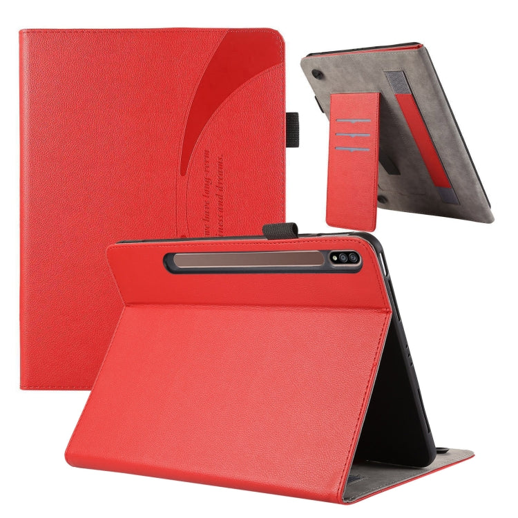 For Samsung Galaxy Tab S9 / S8 / S7 Litchi Texture Leather Sucker Tablet Case(Red) - Other Galaxy Tab PC by PMC Jewellery | Online Shopping South Africa | PMC Jewellery | Buy Now Pay Later Mobicred