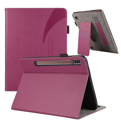 For Samsung Galaxy Tab S9 / S8 / S7 Litchi Texture Leather Sucker Tablet Case(Purple) - Other Galaxy Tab PC by PMC Jewellery | Online Shopping South Africa | PMC Jewellery | Buy Now Pay Later Mobicred