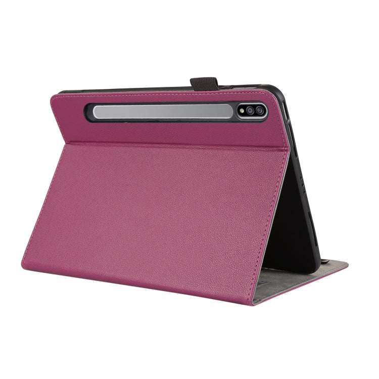 For Samsung Galaxy Tab S9 / S8 / S7 Litchi Texture Leather Sucker Tablet Case(Purple) - Other Galaxy Tab PC by PMC Jewellery | Online Shopping South Africa | PMC Jewellery | Buy Now Pay Later Mobicred