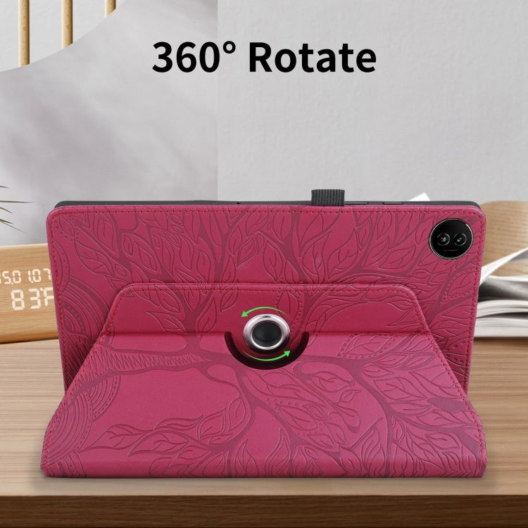 For Realme Pad 2 Tree Life Embossed Rotation Leather Tablet Case(Red) - Realme by PMC TechLife | Online Shopping South Africa | PMC TechLife | Buy Now Pay Later Mobicred