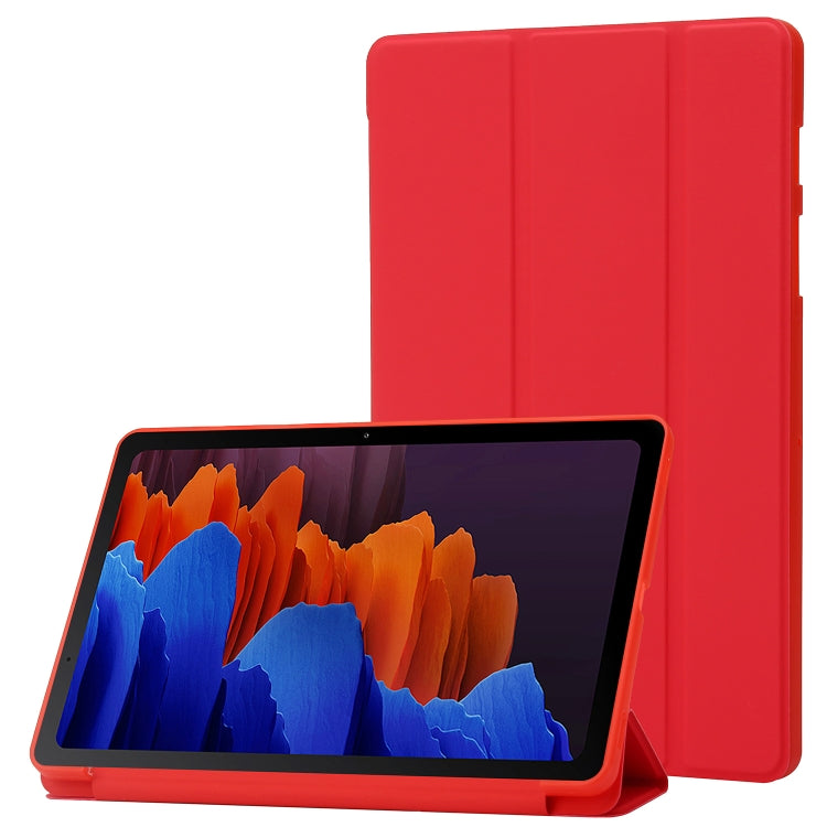 For Samsung Galaxy Tab S9 3-Fold Holder Silicone Leather Tablet Case(Red) - Galaxy Tab S9 Cases by PMC Jewellery | Online Shopping South Africa | PMC Jewellery | Buy Now Pay Later Mobicred