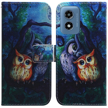 For Motorola Moto G Play 4G 2024 Coloured Drawing Flip Leather Phone Case(Oil Painting Owl) - Motorola Cases by PMC Jewellery | Online Shopping South Africa | PMC Jewellery | Buy Now Pay Later Mobicred