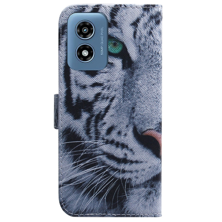 For Motorola Moto G Play 4G 2024 Coloured Drawing Flip Leather Phone Case(Tiger) - Motorola Cases by PMC Jewellery | Online Shopping South Africa | PMC Jewellery | Buy Now Pay Later Mobicred