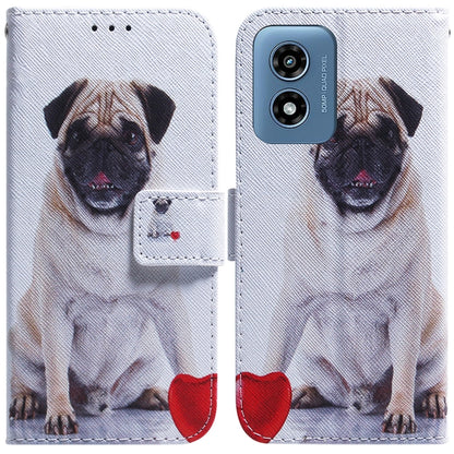 For Motorola Moto G Play 4G 2024 Coloured Drawing Flip Leather Phone Case(Pug) - Motorola Cases by PMC Jewellery | Online Shopping South Africa | PMC Jewellery | Buy Now Pay Later Mobicred