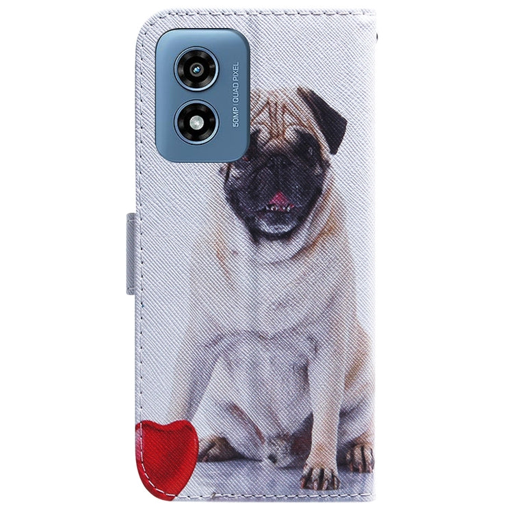 For Motorola Moto G Play 4G 2024 Coloured Drawing Flip Leather Phone Case(Pug) - Motorola Cases by PMC Jewellery | Online Shopping South Africa | PMC Jewellery | Buy Now Pay Later Mobicred