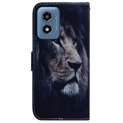 For Motorola Moto G Play 4G 2024 Coloured Drawing Flip Leather Phone Case(Lion) - Motorola Cases by PMC Jewellery | Online Shopping South Africa | PMC Jewellery | Buy Now Pay Later Mobicred